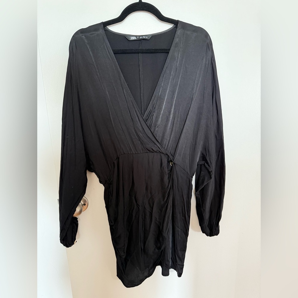 Zara Classic Black V-Neck Dress